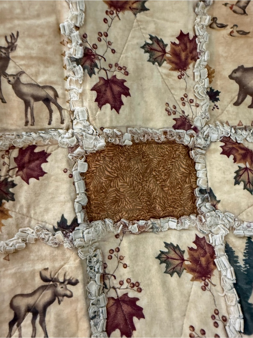 Wildlife Tan 47” X 71” Handmade Quilt - Picture 6 of 12